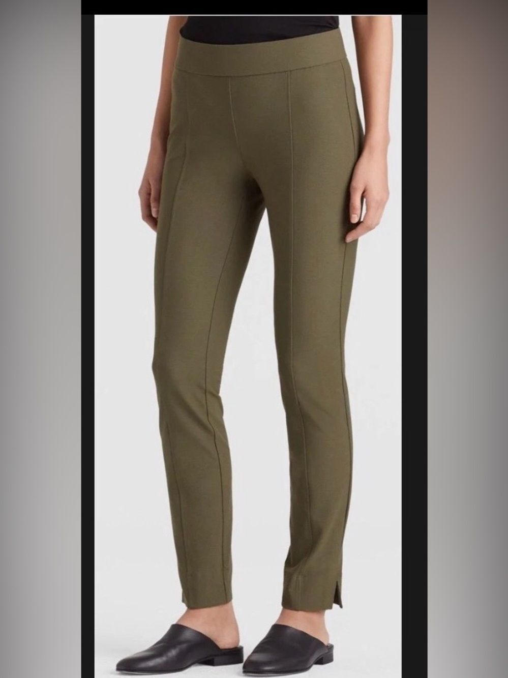 Eileen Fisher Slim Ankle Washable Pants Crepe Olive